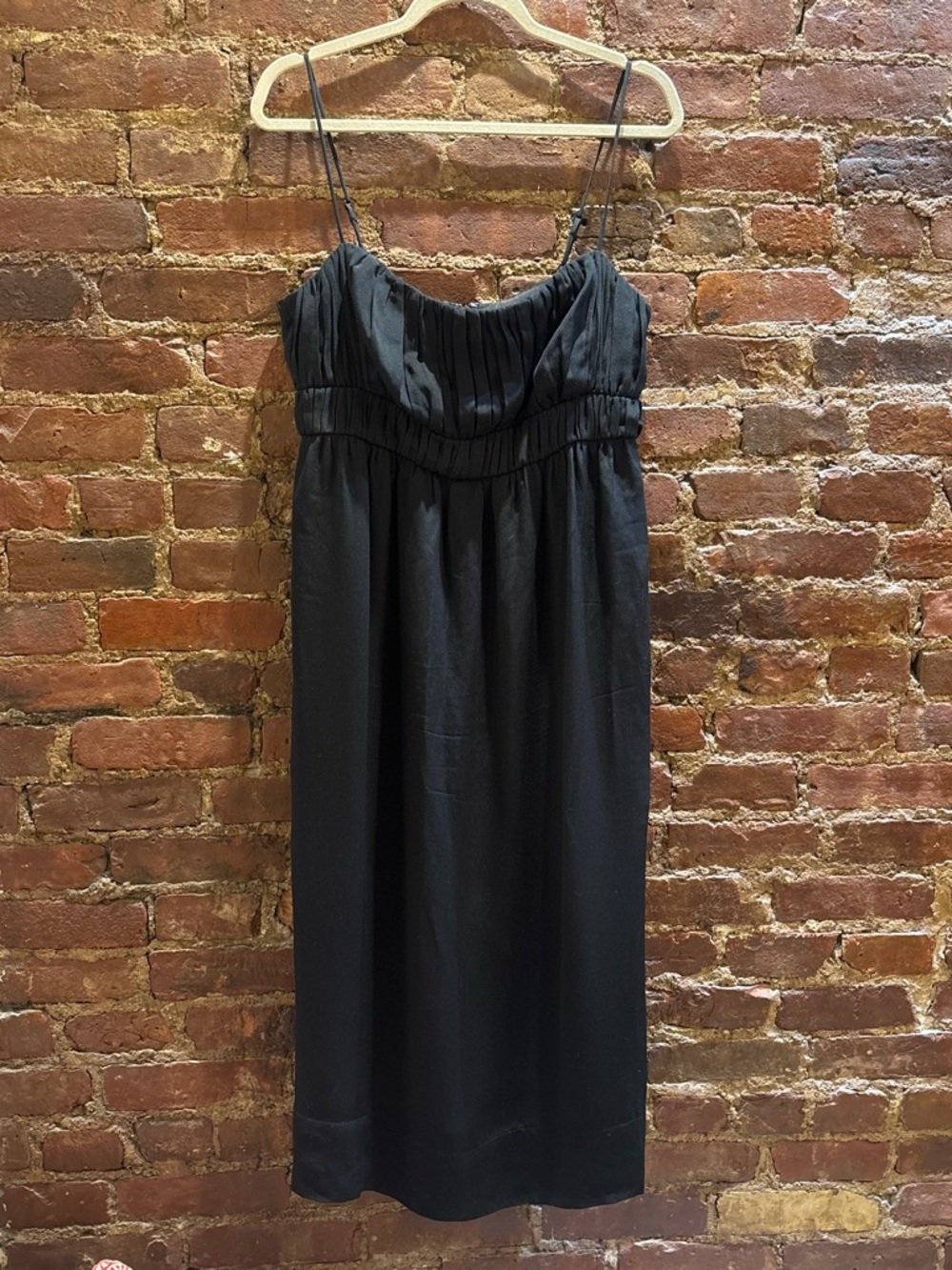 J.Crew Black Silk Spaghetti-Strap Midi Dress Size 10